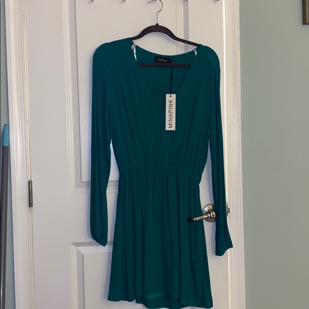 Green mink pink dress